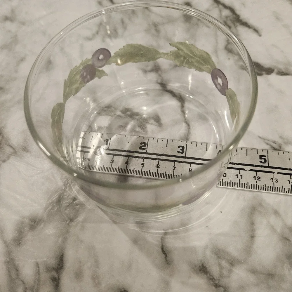 Vintage Clear Glass‎ Grape & Leaf Dessert Bowl | Small Serving Bowl